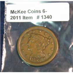1340. 1853 U.S. Large Cent. VF 20.