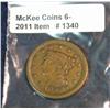 1340. 1853 U.S. Large Cent. VF 20.