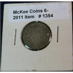 1354. 1882 U.S. Shield Nickel. G-4. Slightly porous.