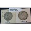 1358. 1934 S & 42 S Walking Liberty Half Dollars. G-VG