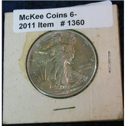 1360. 1943 P Walking Liberty Half Dollar. EF 45.