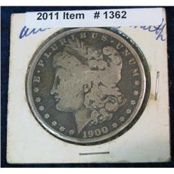 1362. 1900 S Morgan Silver Dollar. VG-8.