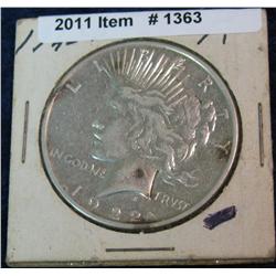 1363. 1922 D Peace Silver Dollar. VF 20.