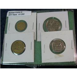 1392. Four-Piece Type Set of South Africa Coins in case.