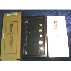 1455. Bowie Knife Bald Eagle Coin Set.