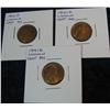 1475. 1941P,D & S Lincoln Cents. AU-BU.