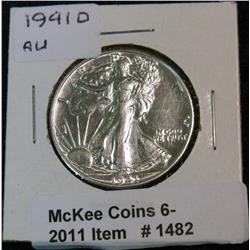 1482. 1941D Walking Liberty Half. AU.
