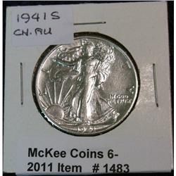 1483. 1941S Walking Liberty Half. AU.