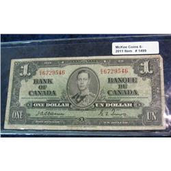 1499. Series 1937 Bank of Canada $1.00 Note. F.
