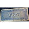 Image 2 : 1503. Facsimile 1864 Confederate $10.00 Note.