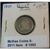1592. 1837 Capped Bust Dime. G/AG.