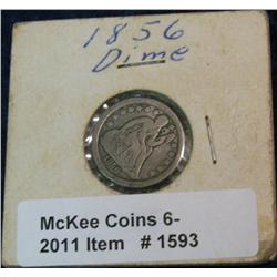 1593. 1856 P Liberty Seated Dime. VG+
