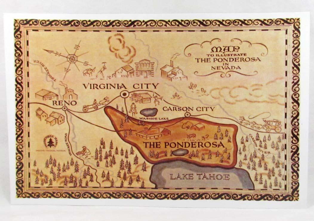 3653 THE PONDEROSA "BONANZA" REPLICA MAP 17X11