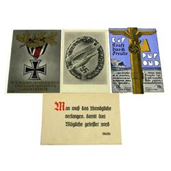 WWII GERMAN & FASCIST PROPAGANDA POSTCARD LOT OF 4