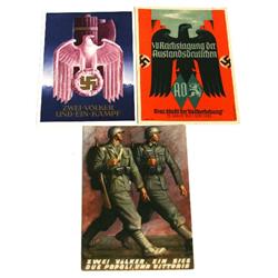 WWII GERMAN FASCIST PROPAGANDA POSTCARD LOT OF 3