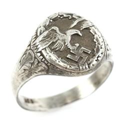 WWII GERMAN LUFTWAFFE OBSERVER RING .835 SILVER