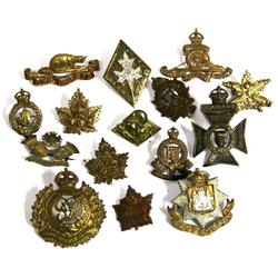 WW1 CANADA COLLAR & CAP BADGE LOT OF 15