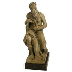 CAST MICHELANGELO'S SEATED MOSES W/ HORNS STATUE
