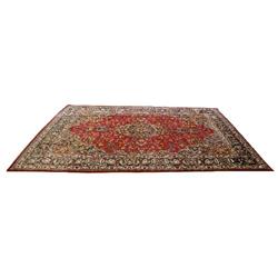9 X 13 FOOT SEMI-ANTIQUE PERSIAN MASHAD CARPET