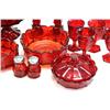 Image 3 : LARGE LOT OF RUBY FOSTORIA COIN PATTERN GLASSWARE