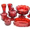 Image 4 : LARGE LOT OF RUBY FOSTORIA COIN PATTERN GLASSWARE