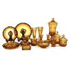Image 5 : 15 PIECES AMBER FOSTORIA COIN PATTERN GLASSWARE