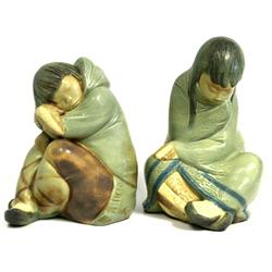 LLADRO PORCELAIN ESKIMO GIRL & BOY FIGURINES