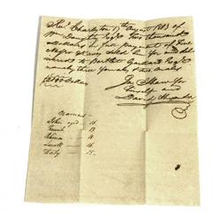 DATED 1803 CHARLESTON SLAVE DOCUMENT-BILL OF SALE