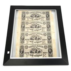 UNCUT SHEET OF CANAL BANK OBSOLETE NOTES