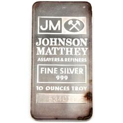 JOHNSON MATTHEY 999 SILVER 10 OZT BAR
