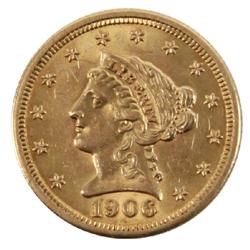 1908 GOLD $2.50 GOLD QUARTER EAGLE MINT STATE COIN