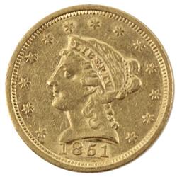 1851 GOLD LIBERTY $2.50 QUARTER EAGLE COIN