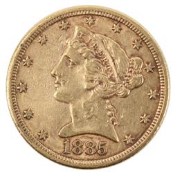 1885S GOLD $5.00 LIBERTY HALF EAGLE COIN