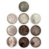 Image 1 : 10 MORGAN SILVER DOLLARS F TO UNC 1879 TO 1921