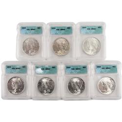 PEACE SILVER DOLLAR LOT OF 7 CERTIFIED MS64