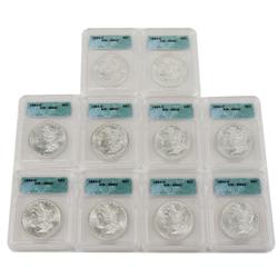 1883-O MORGAN DOLLAR CERTIFIED LOT OF 10 MS62