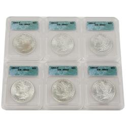 1883-O MORGAN SILVER DOLLAR LOT OF 6 MS-63 ICG