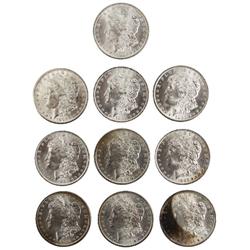 10 MINT STATE MORGAN SILVER DOLLAR LOT BU MS 63/64