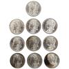 Image 1 : 10 MINT STATE MORGAN SILVER DOLLAR LOT BU MS 63/64