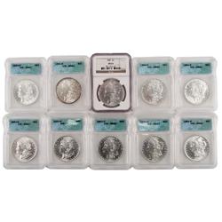 MORGAN SILVER DOLLAR LOT OF 10 MS61-MS62