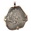 Image 1 : 1715 FLEET 4 REALES COB IN 14K BEZEL WITH COA