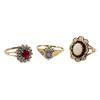 Image 1 : LADIES 10K YELLOW GOLD TANZANITE OPAL RING LOT (3)