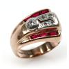 Image 1 : LADIES ART DECO 14K ROSE GOLD DIAMOND & RUBY RING