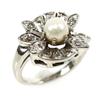 Image 1 : ANTIQUE LADIES 14K WHITE GOLD PEARL & DIAMOND RING