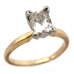 LADIES 14K GOLD 1.2 CT RADIANT CUT DIAMOND RING