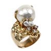 Image 1 : LADIES 18K YELLOW GOLD RING W/ DIAMONDS & PEARL