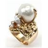 Image 2 : LADIES 18K YELLOW GOLD RING W/ DIAMONDS & PEARL