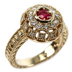 CUSTOM LADIES 14K YELLOW GOLD RUBY & DIAMOND RING