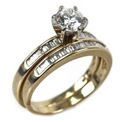 LADIES 14K YELLOW GOLD DIAMOND WEDDING SET