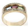Image 2 : MENS 14K YELLOW GOLD DIAMOND & GEMSTONE RING
